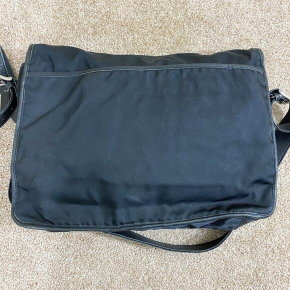 Coach Black Nylon Messenger Bag w Leather Trim Flap Closure Adjustable Straps - Picture 6 of 12